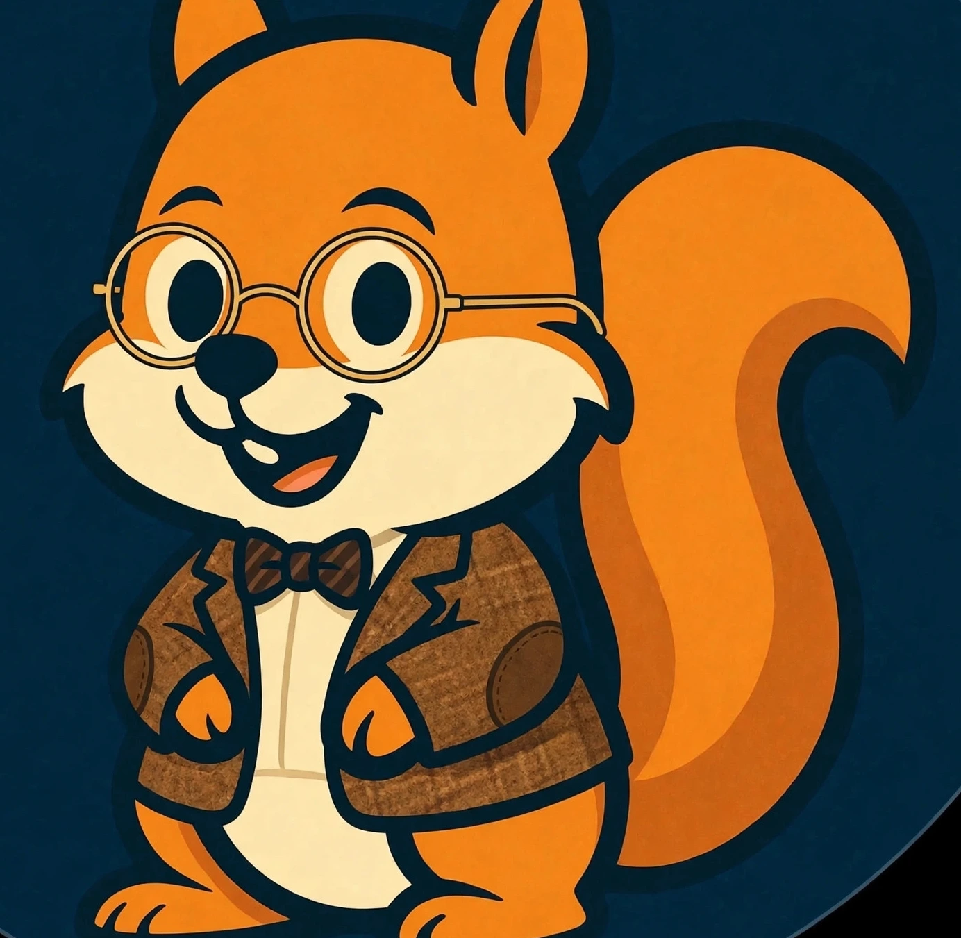 The Jack of All Brains squirrel mascot in professor attire